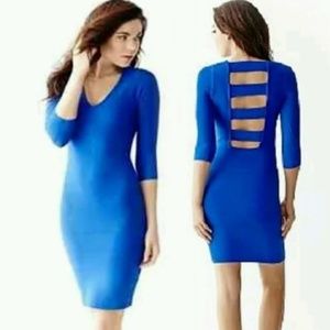 NEW GUESS CAGE BACK BLUE BANDAGE PARTY DRESS XS